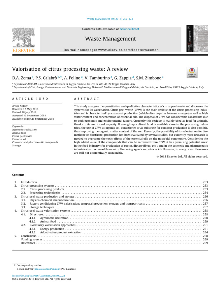 Citrus Waste Valorisation Strategies | PDF | Juice | Diet & Nutrition
