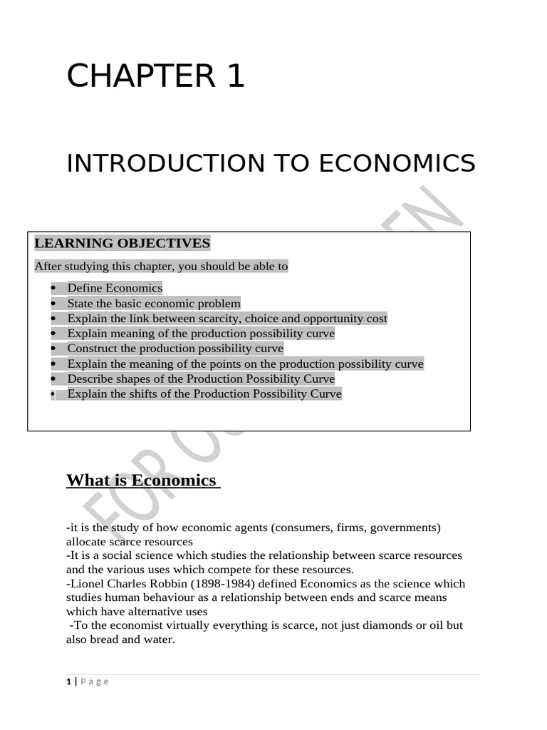 Introduction to Economics and Scarcity | PDF | Economics | Microeconomics