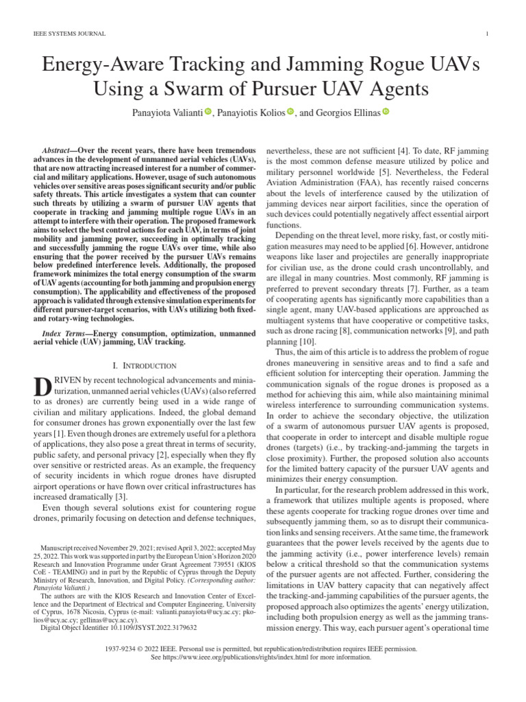 Energy-Efficient UAV Tracking and Jamming | PDF | Unmanned Aerial ...