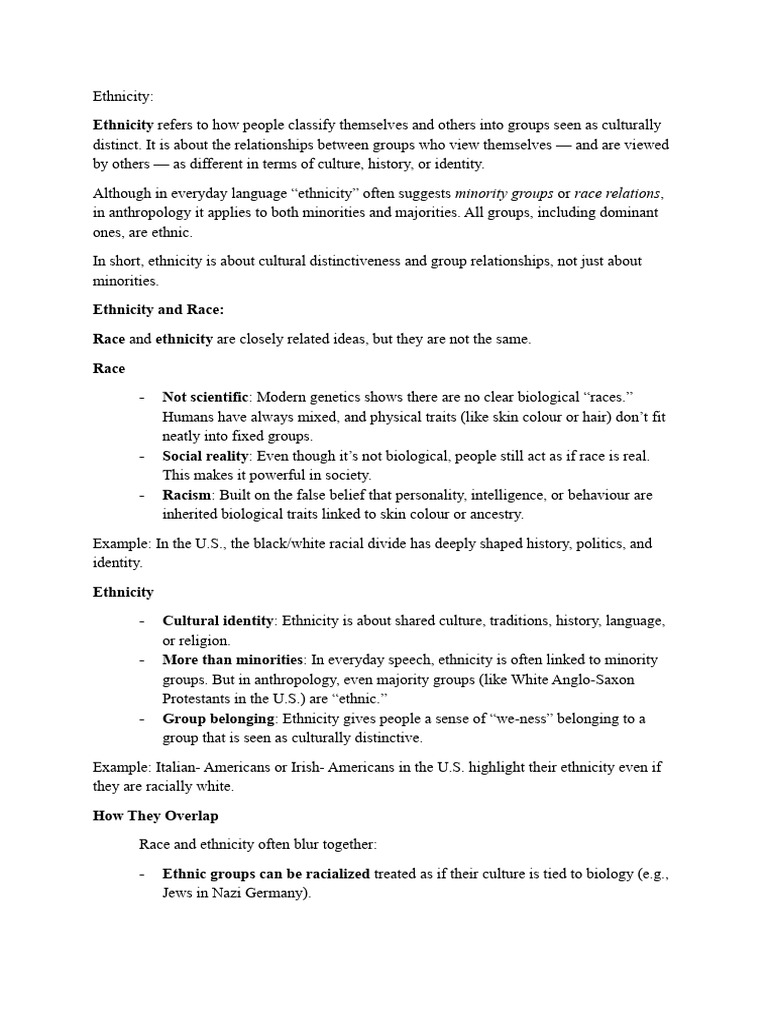 Understanding Ethnicity and Race Dynamics | PDF | Ethnicity | Race ...