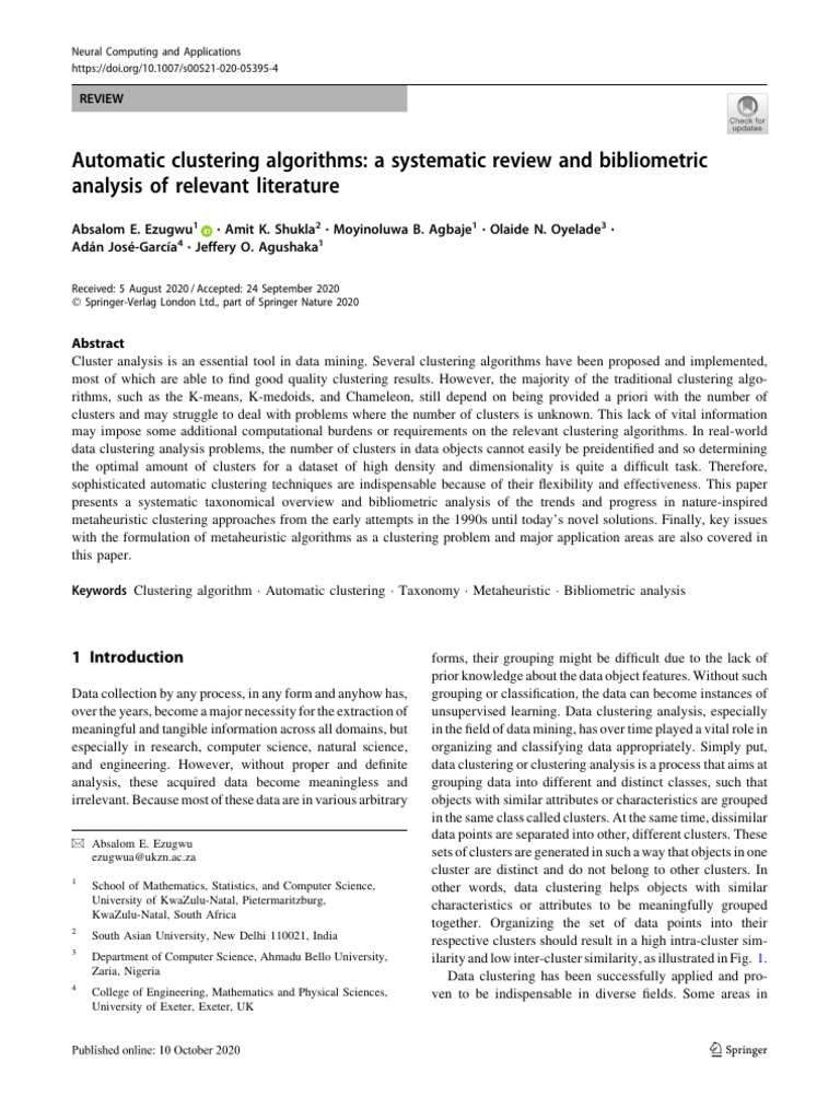 Automatic Clustering Review | PDF | Cluster Analysis | Metaheuristic