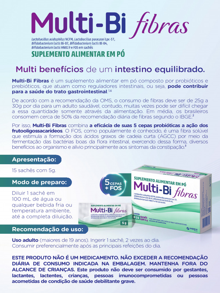 Suplemento Multi-Bi Fibras para Saúde Intestinal | PDF | Fibra ...