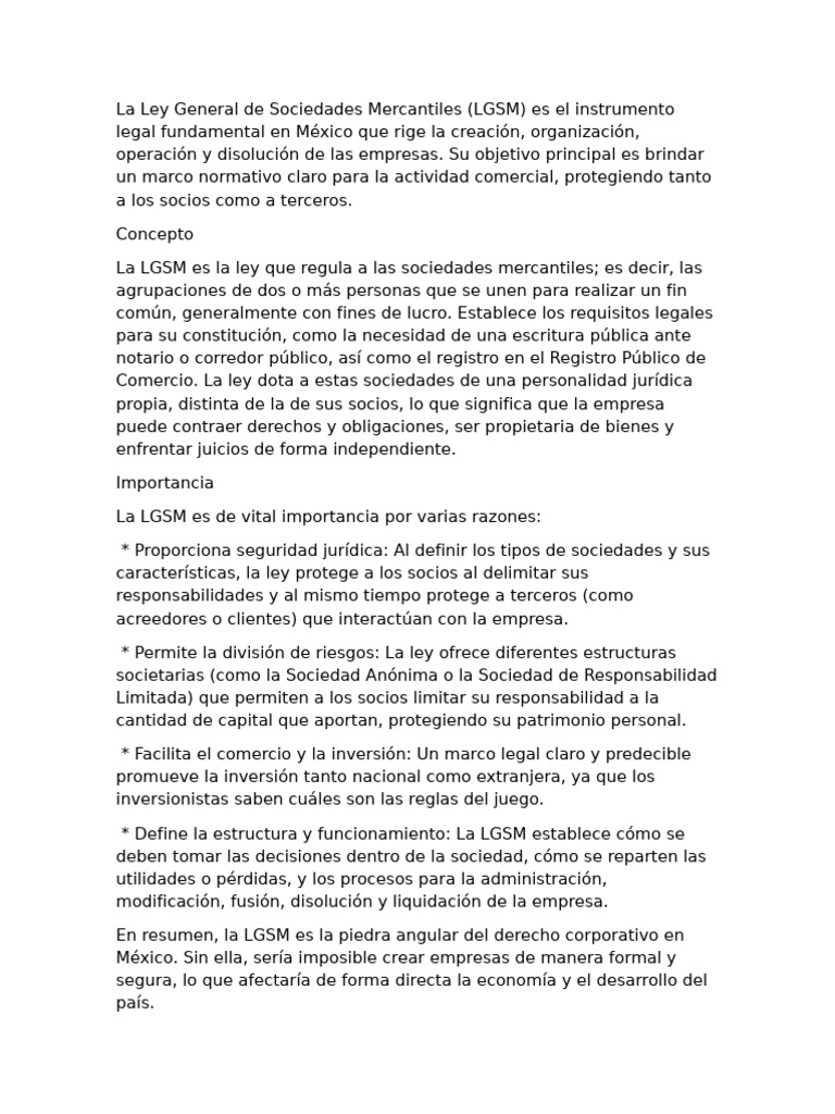 Ley General de Sociedades Mercantiles en México | PDF