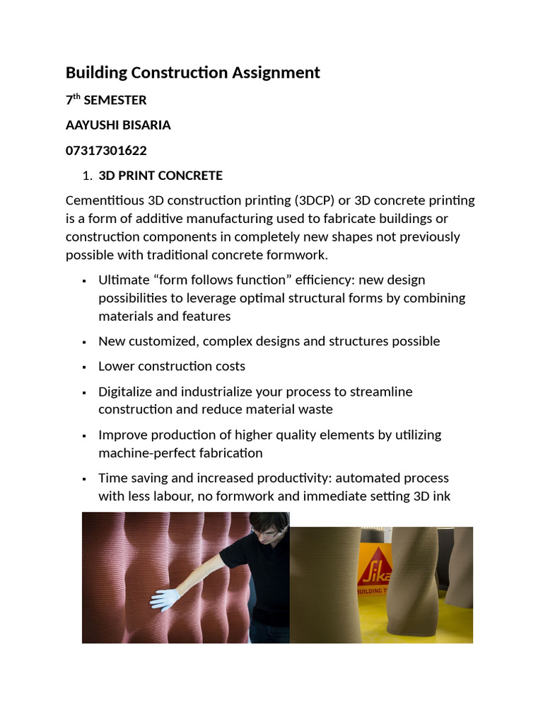 Innovative Building Materials Assignment | PDF | Concrete | Cement