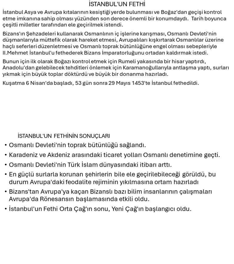 İstanbulun Fethi | PDF