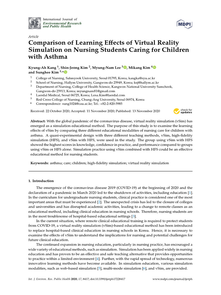 Comparison of Learning Effects of Virtual Reality Simulation On Nursing ...