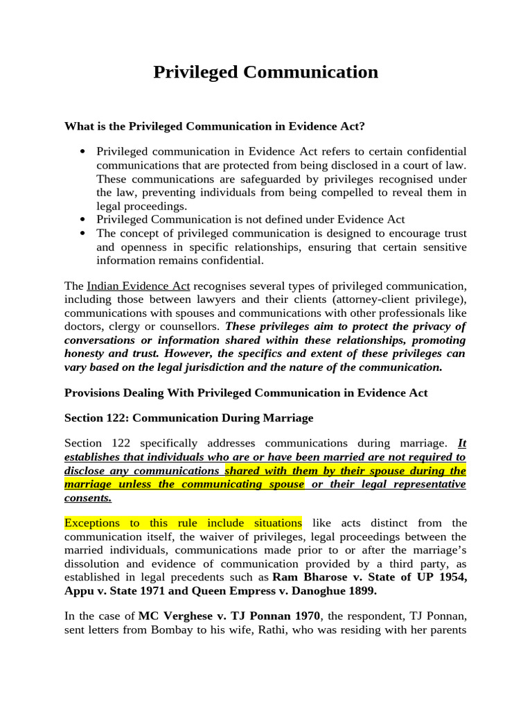 Understanding Privileged Communication | PDF | Discovery (Law ...