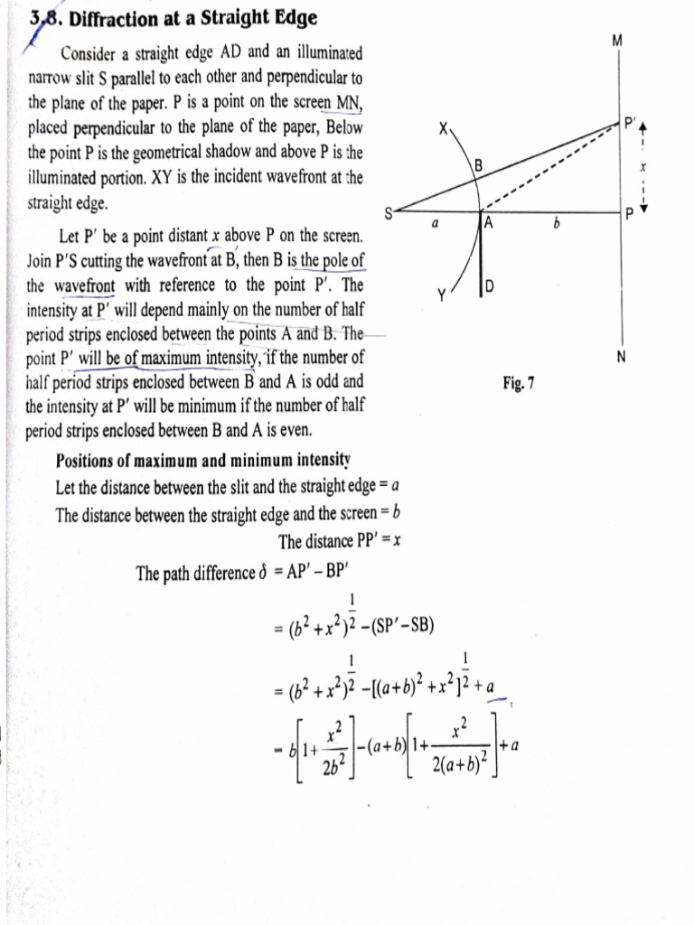 Fresnel Diffraction at a Straight Edge | PDF | Diffraction | Optics