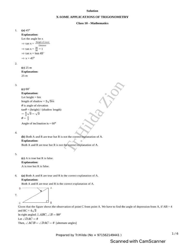 X Some Applications of Trigonometry Solu | PDF