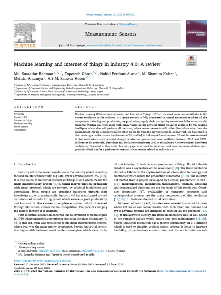 Machine Learning and Iot in Industry 4.0 - A Review | PDF | Internet Of ...