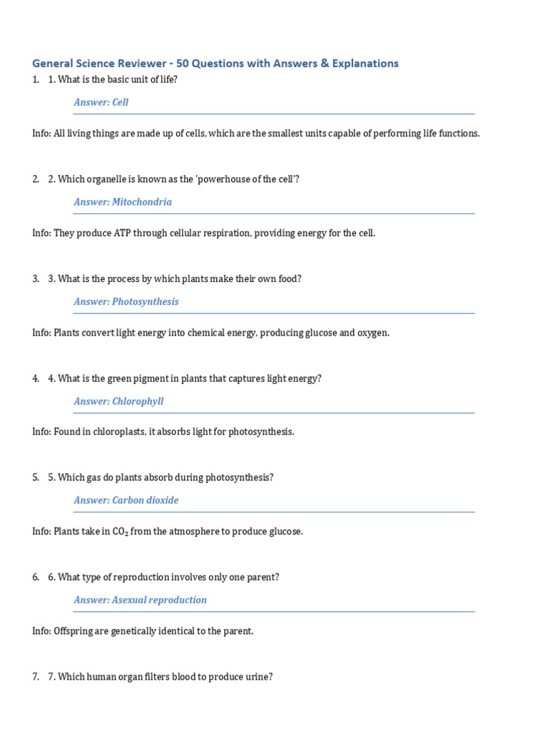 General Science Q&A: 50 Key Concepts | PDF | Photosynthesis | Earth