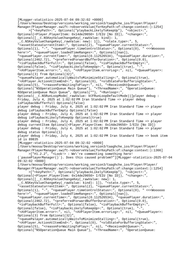 Player Manager Debug Log Analysis | PDF | Ios | Mac Os