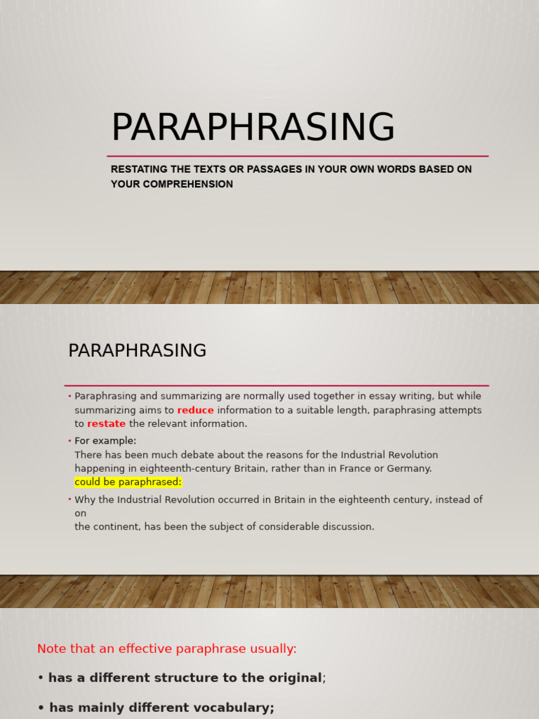Effective Paraphrasing Techniques Explained | PDF | Industrial ...
