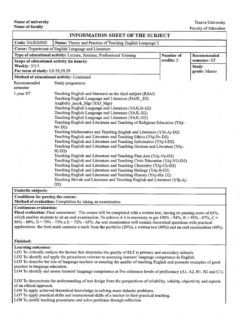 Courses Syllabus | PDF