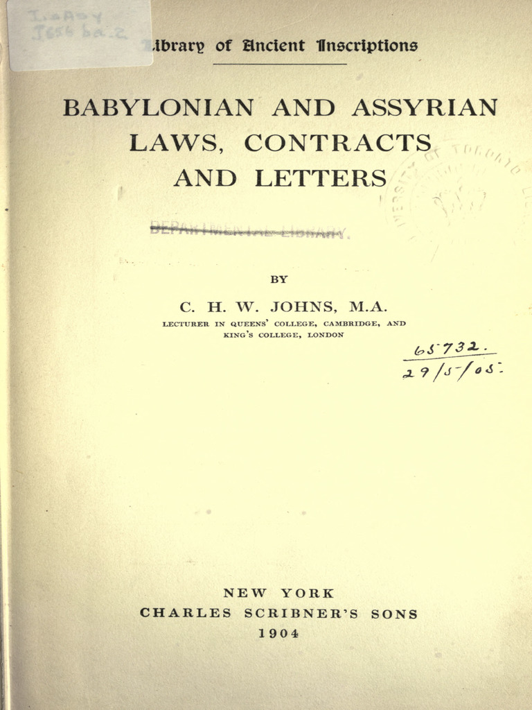 Babylonian and Assyrian Legal Texts | PDF | Babylonia | Assyria