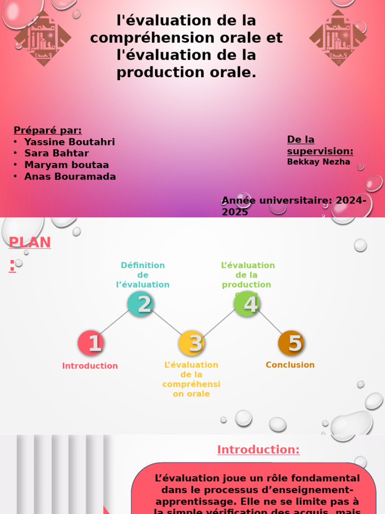 Évaluation de la compréhension et production orales | PDF ...