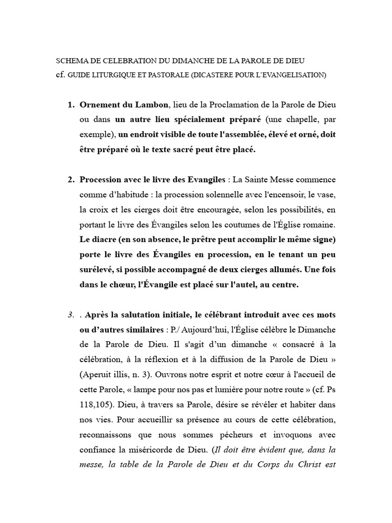 Célébration du Dimanche de la Parole | PDF | Liturgie et culte chrétien ...