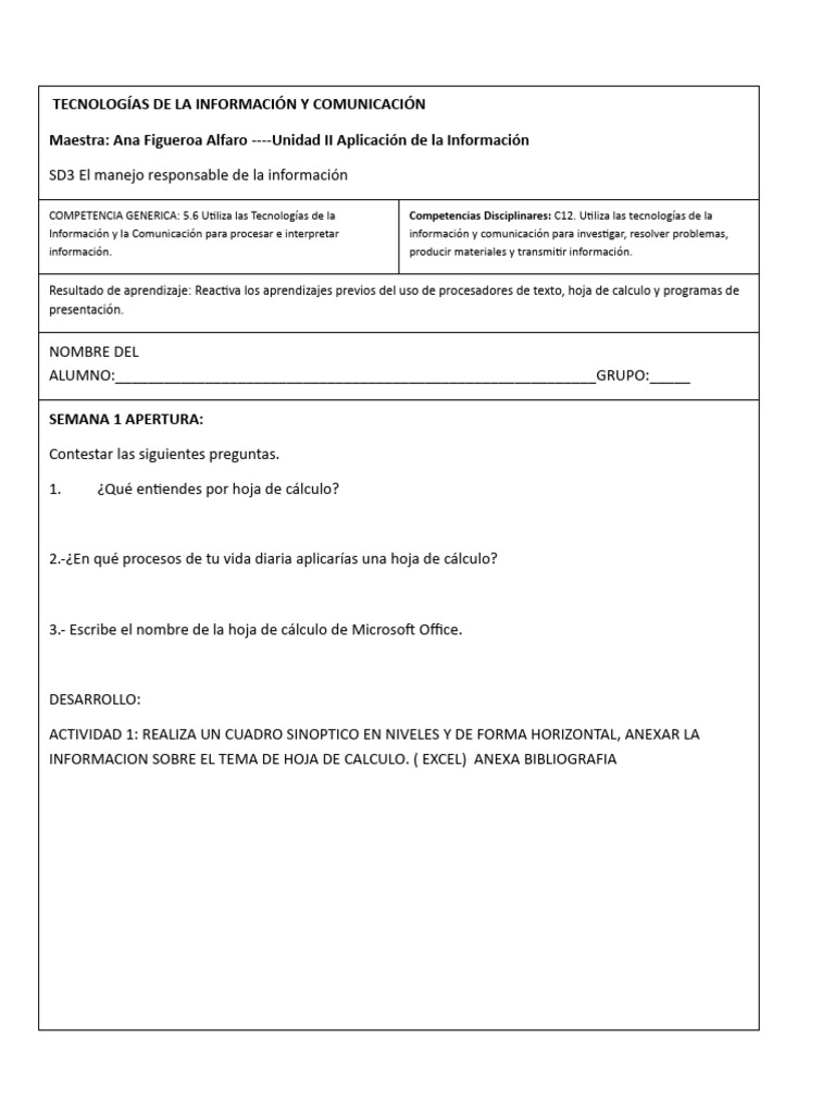 Uso Responsable de TIC en Educación | PDF | Microsoft Excel | Evaluación