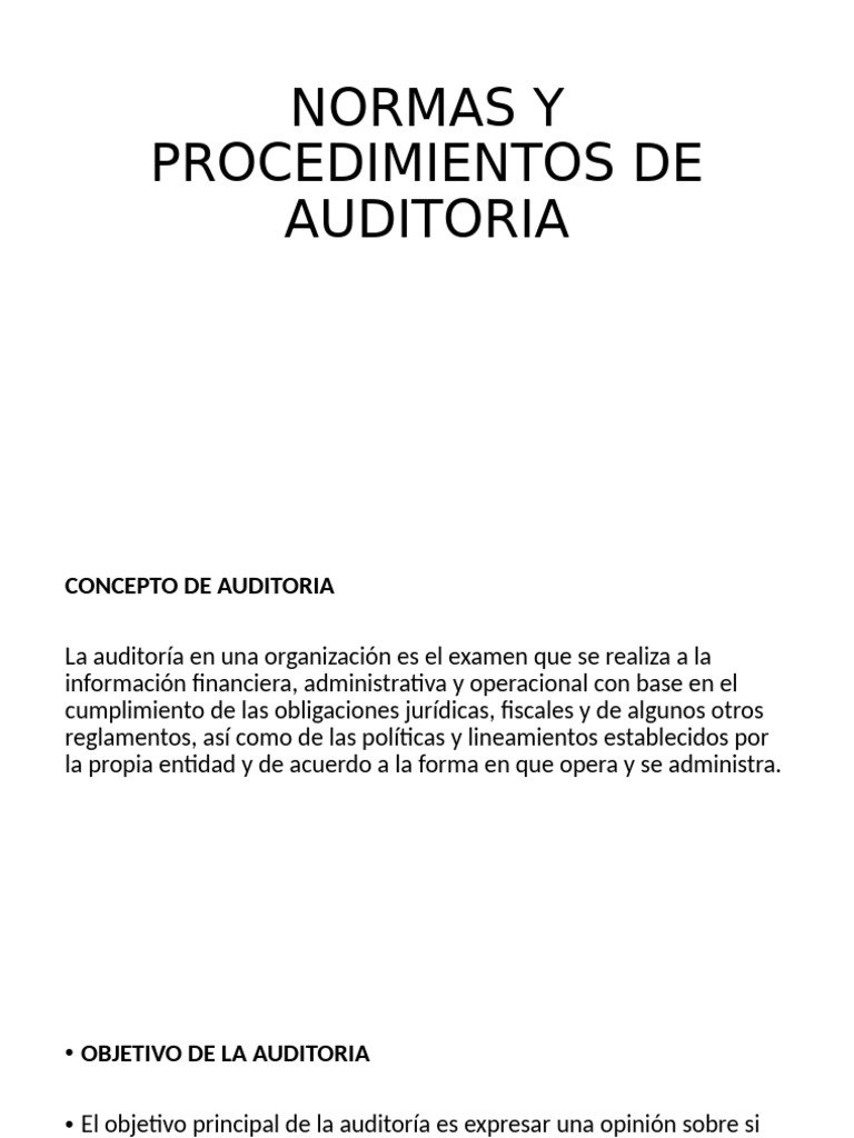 Normas y Procedimientos de Auditoría | PDF | Auditoría | Contador