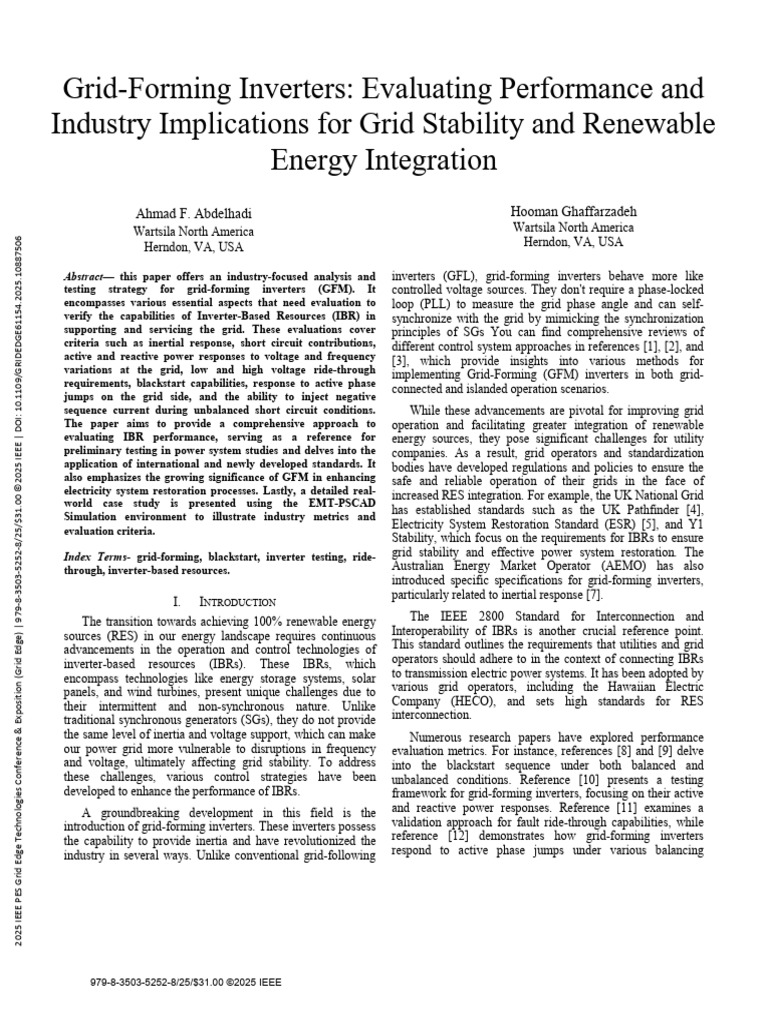 Grid-Forming Inverters Evaluating Performance and Industry Implications ...