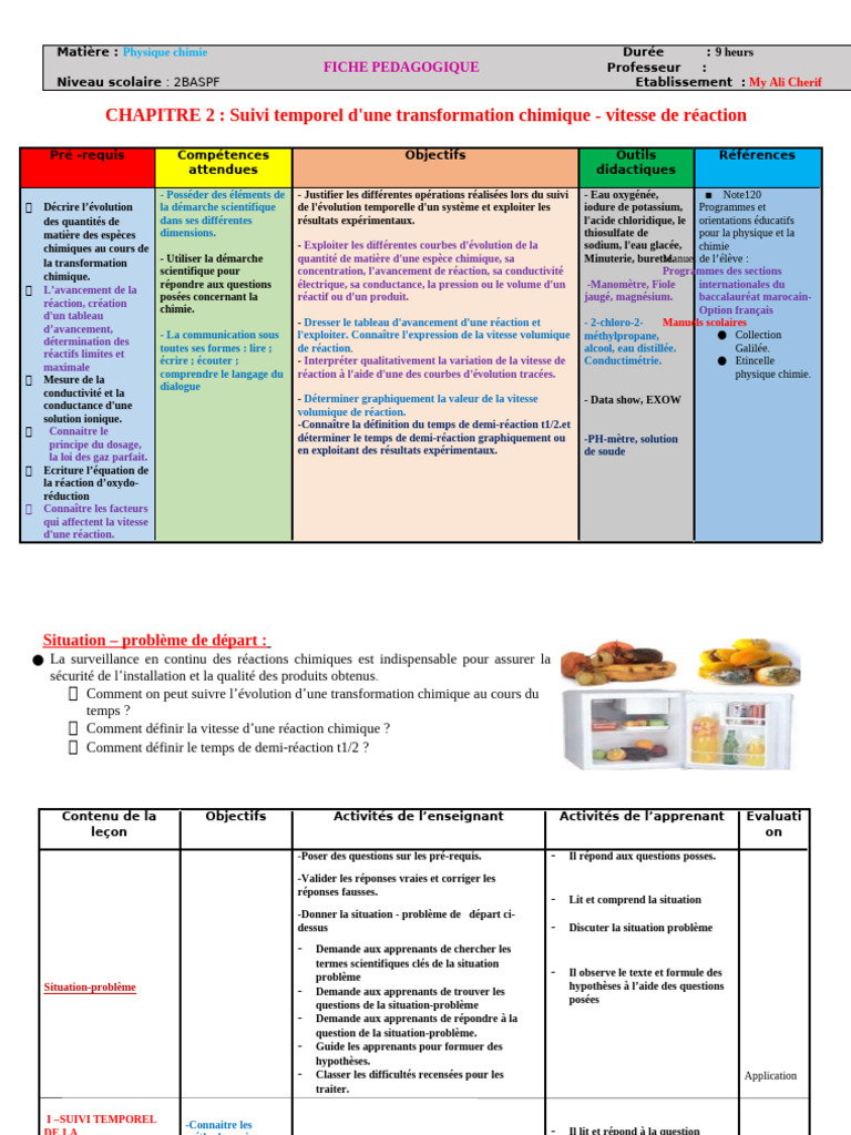 Suivi temporel des réactions chimiques | PDF | Cinétique chimique | Chimie