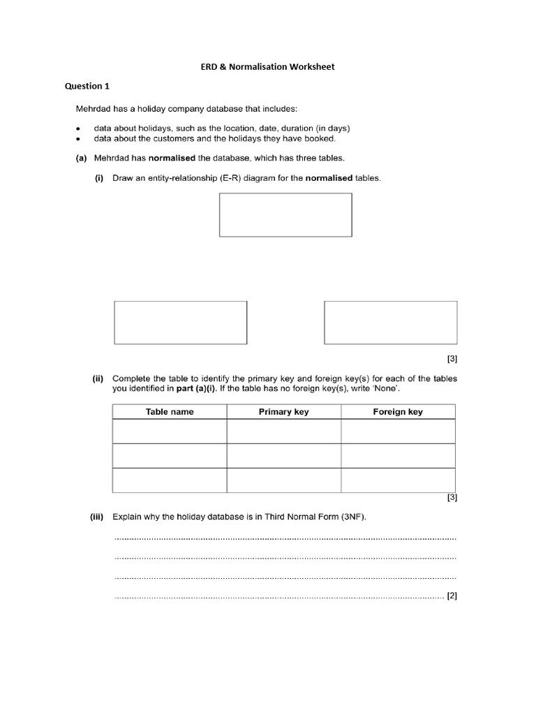 Normalisation Worksheet 2 | PDF