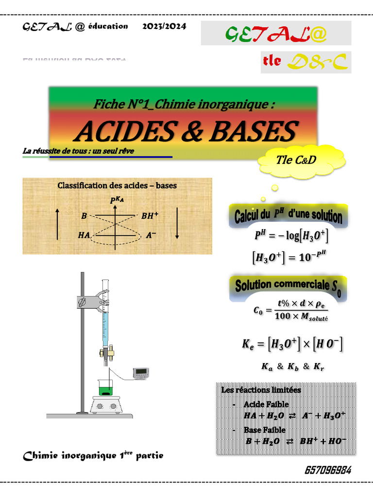 Chimie Inorganique : Acides et Bases | PDF | Molécule d'eau | Ph