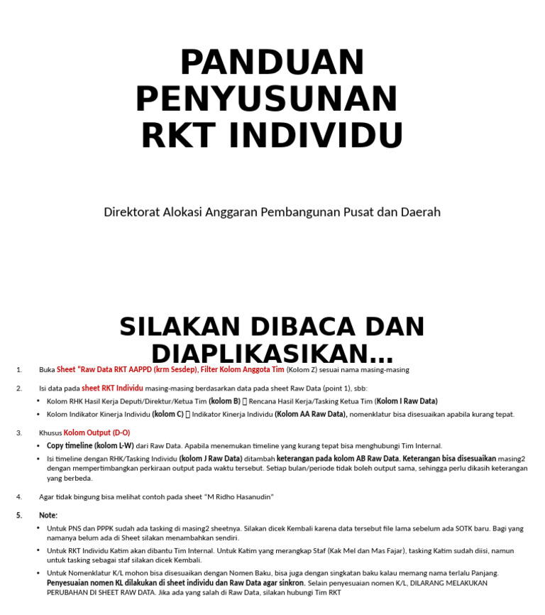 Panduan Penyusunan Rkt Individu_new Sotk | PDF