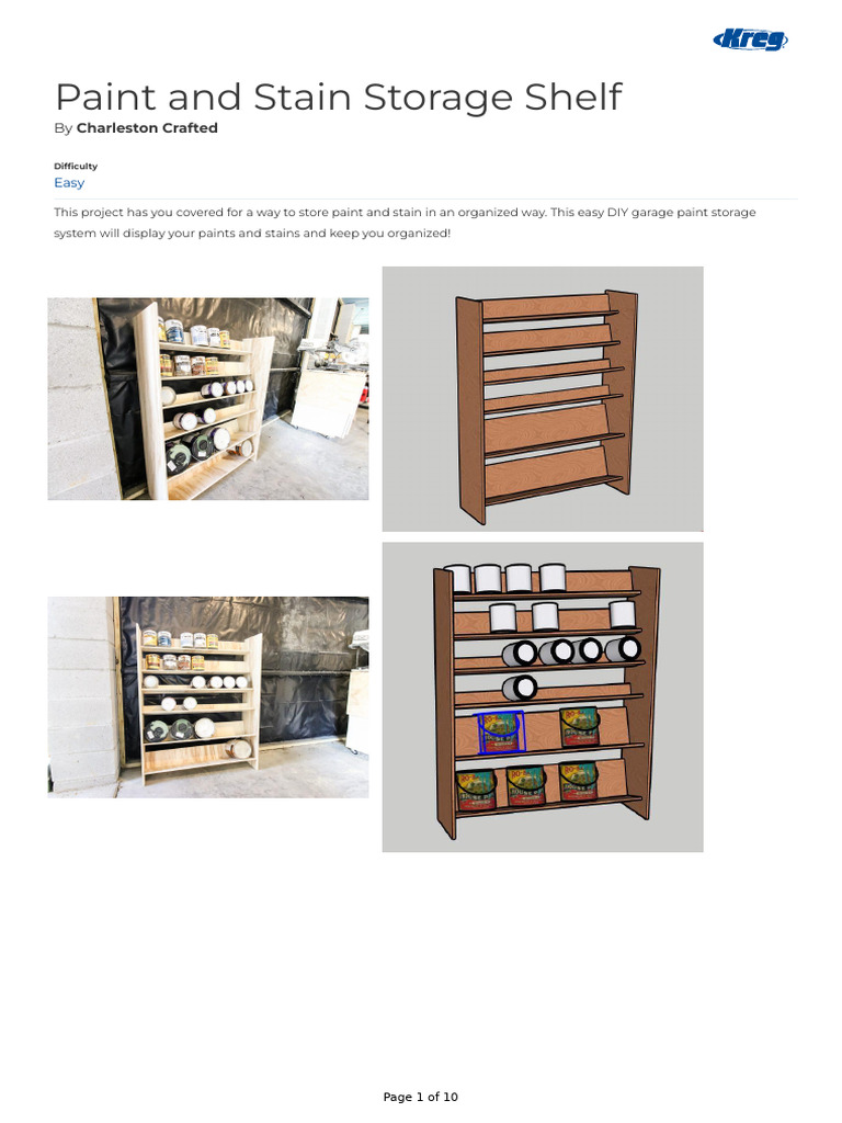 DIY Paint and Stain Storage Shelf | PDF | Drill | Cutting Tools
