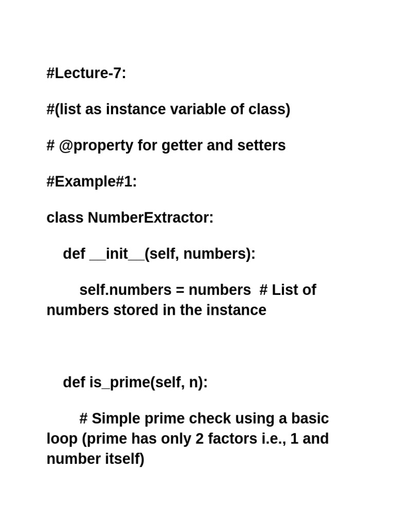 Lec 7 Example 1 Explanation | PDF | Prime Number | Constructor (Object ...