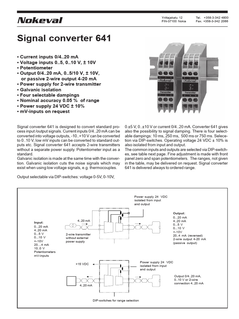 Nokeval Signal Converter 641 Overview | PDF | Power Supply | Electronic ...