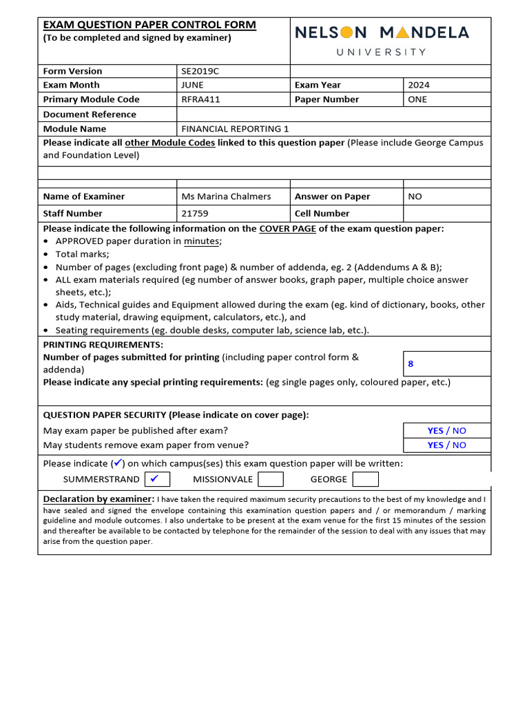 RFRA411 Exam Jun Question 2024 | PDF | International Financial ...