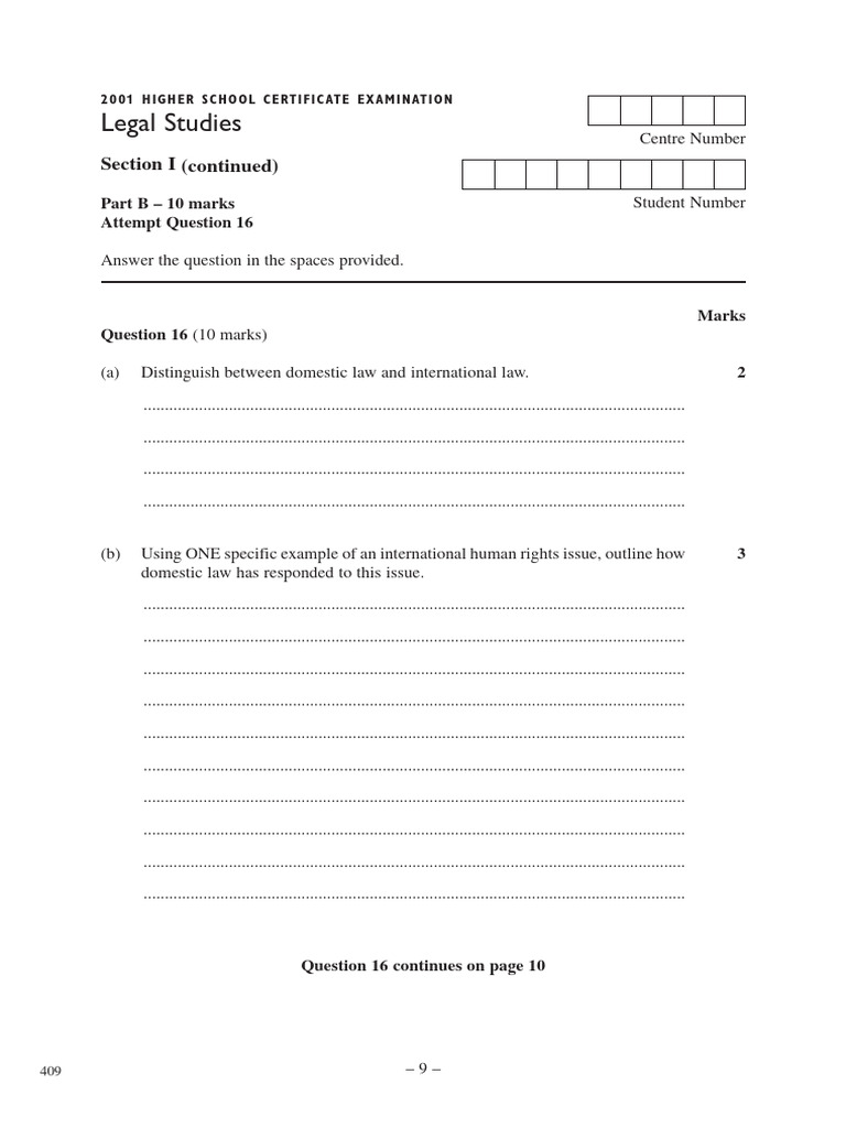 2001 - HSC Legal Studies 9 | PDF | Justice | Crime & Violence
