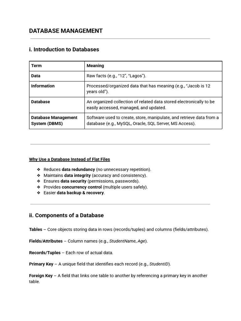 Database Management Basics Explained | PDF | Relational Database ...