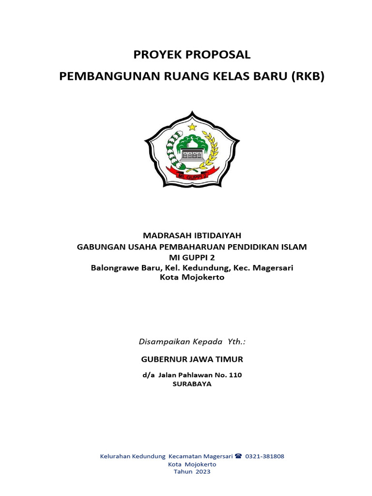 Proposal Pembangunan Ruang Kelas MI GUPPI 2 | PDF