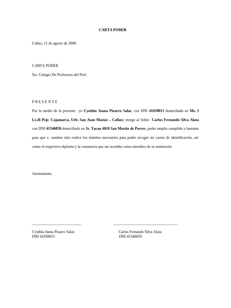 Carta Poder para Recoger Documentos | PDF