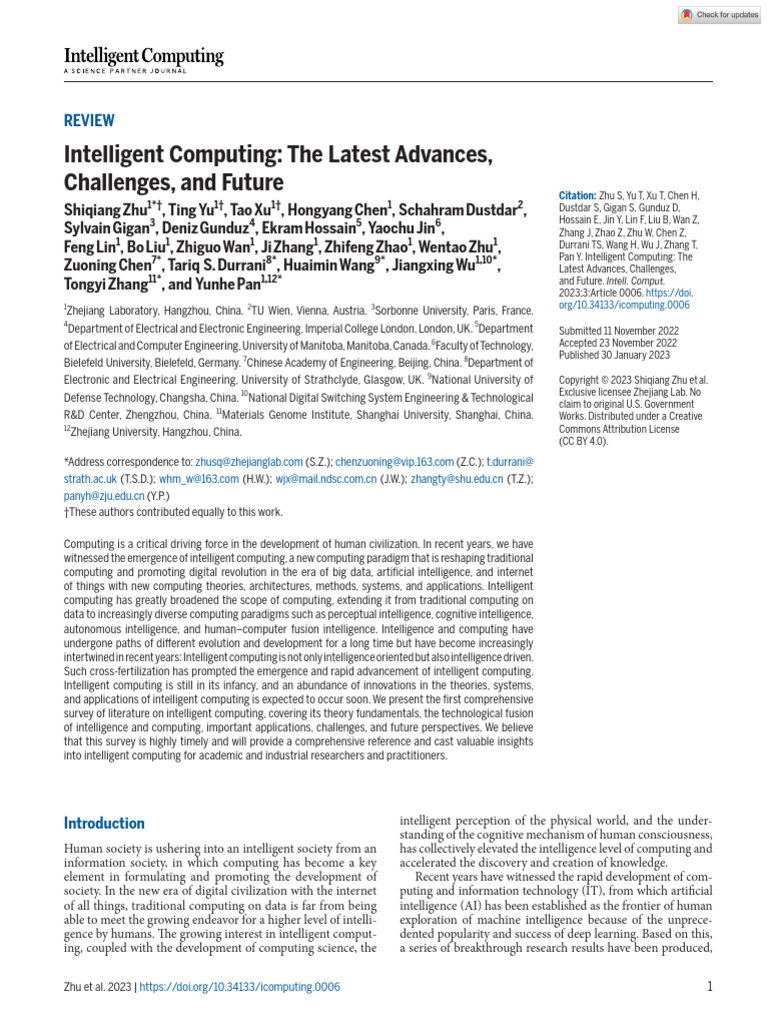 Intelligent Computing Advances & Challenges | PDF | Computing ...