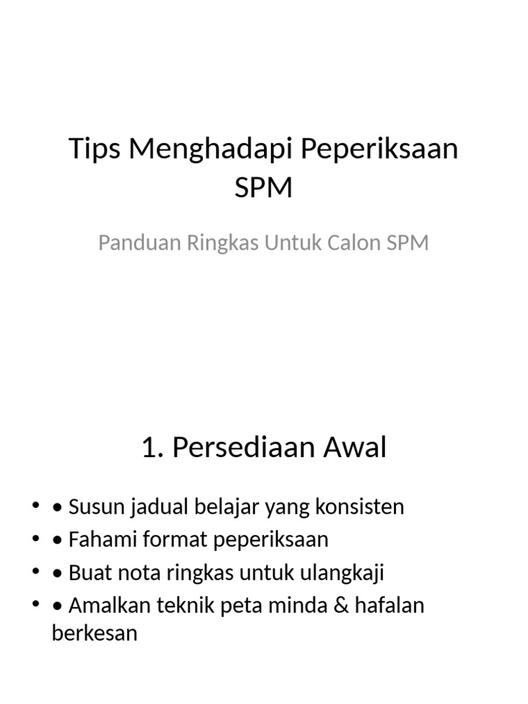 Tips Menghadapi Peperiksaan SPM | PDF