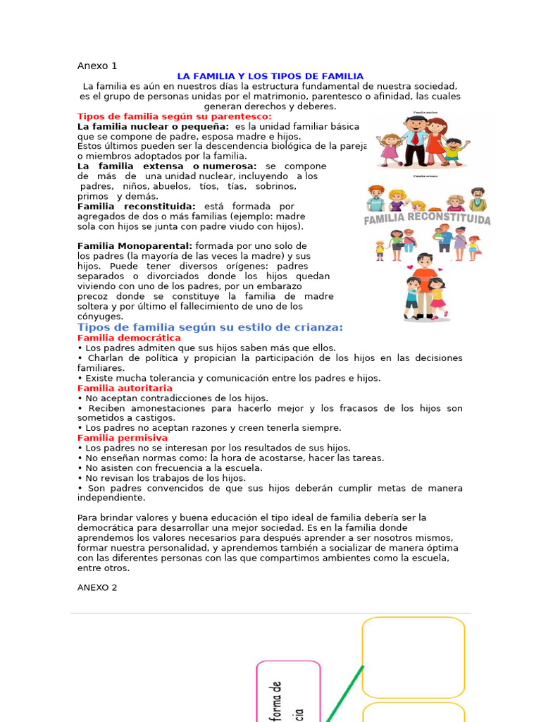 Ficha Tipos de Familia | PDF