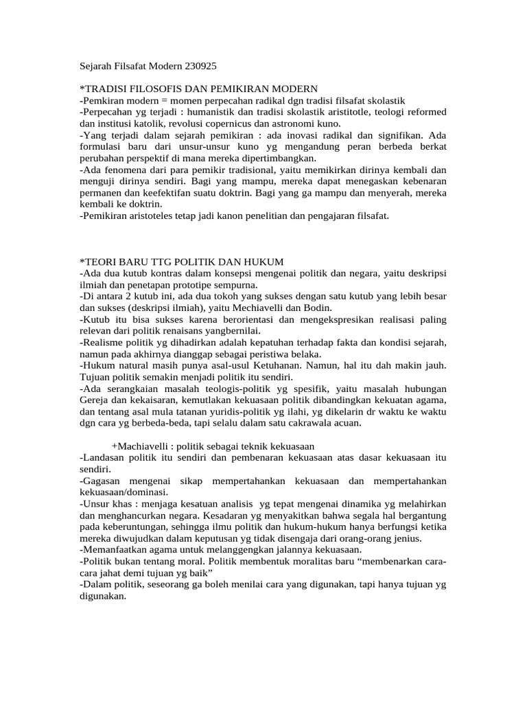 Sejarah Pemikiran Filsafat Modern | PDF