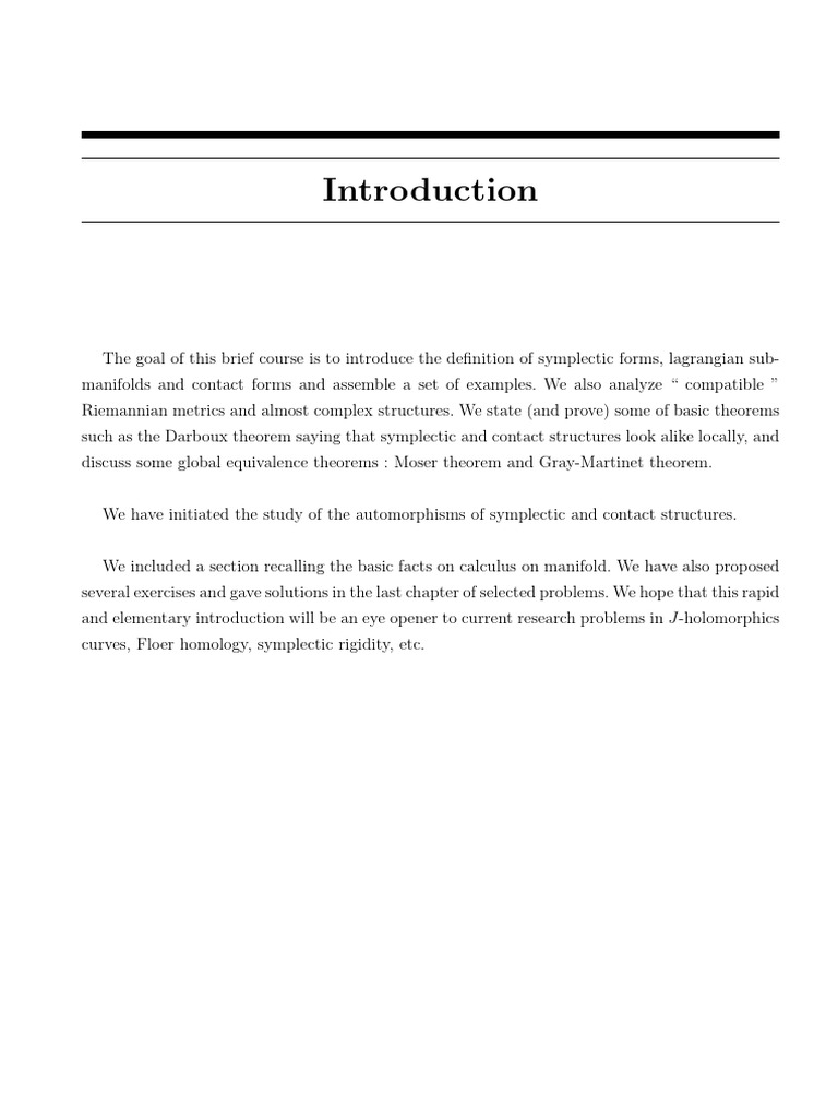 Introduction to Symplectic Geometry Concepts | PDF | Theoretical ...