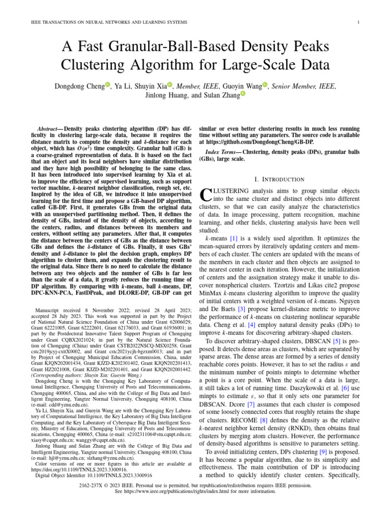 GB-DP: Efficient Clustering for Big Data | PDF | Cluster Analysis ...