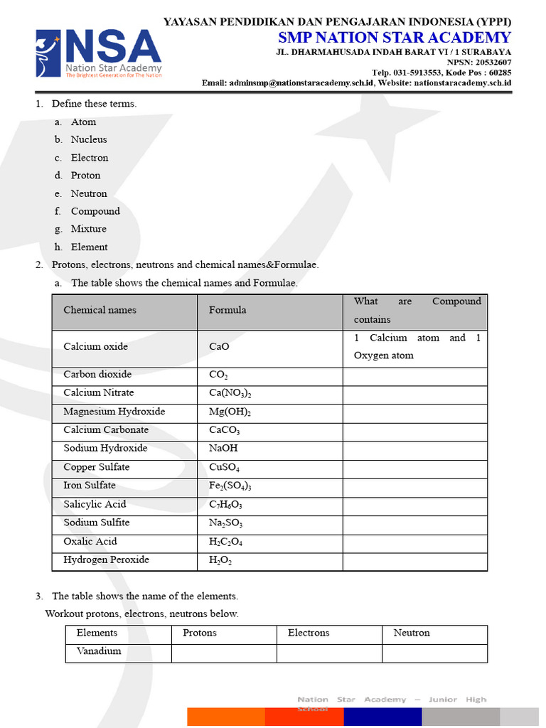 Session I Chemistry Practice Mid Term Grade 7 | PDF | Chemical Elements ...