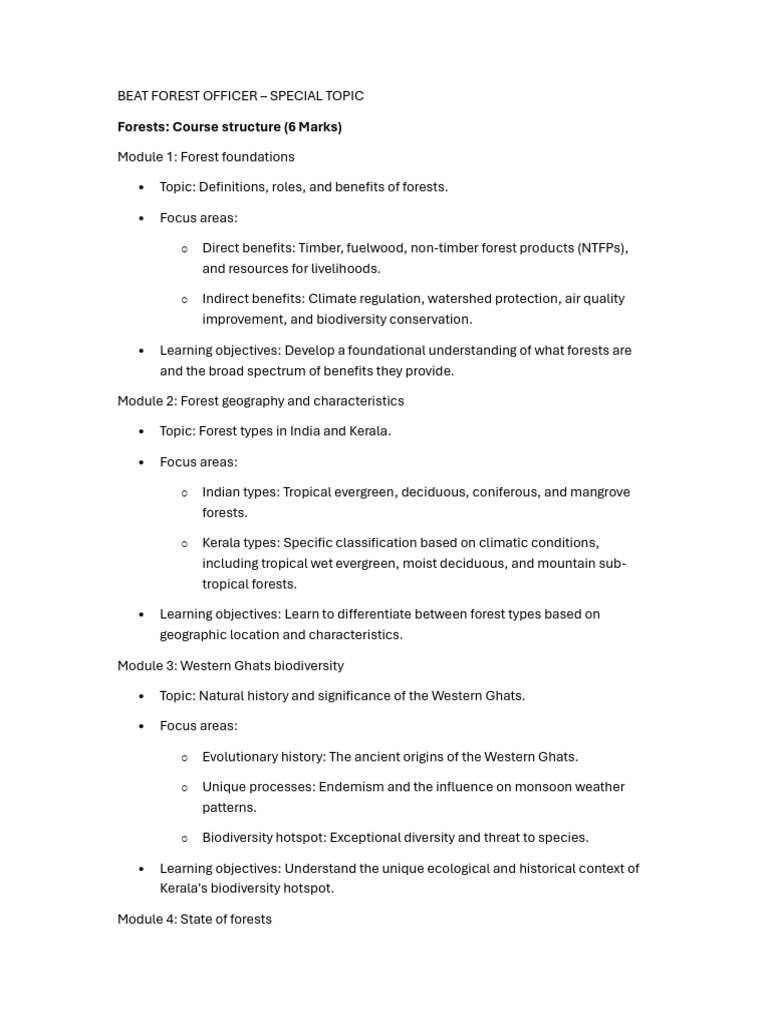 Beat Forest Officer Special Topics Guide | PDF | Forests | Endangered ...