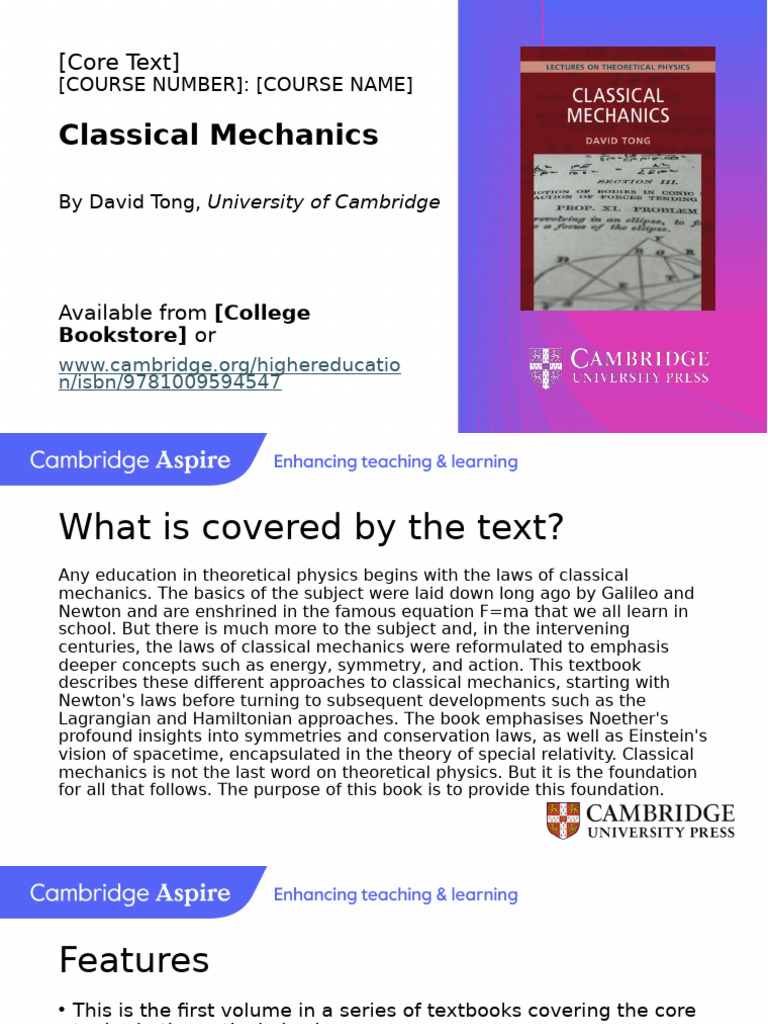 David Tong's Classical Mechanics Overview | PDF | Classical Mechanics ...