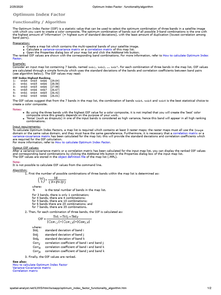 Optimum Index Factor Calculation Guide | PDF | Matrix (Mathematics ...