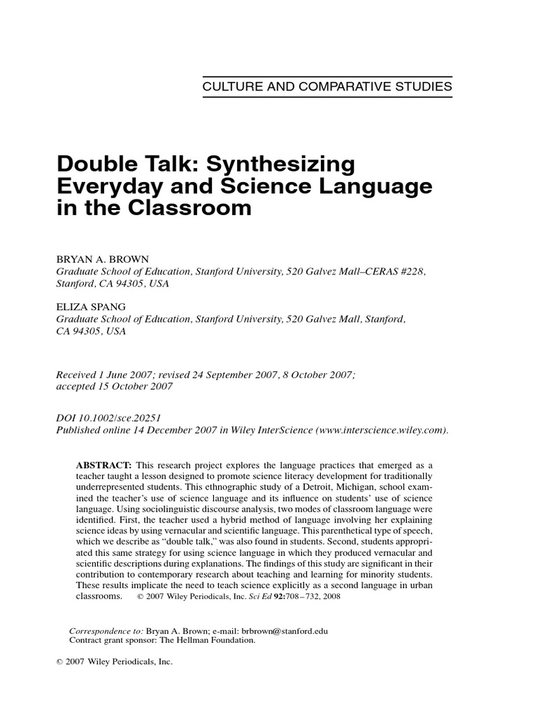 Double Talk in Science Education | PDF | Science | Teachers