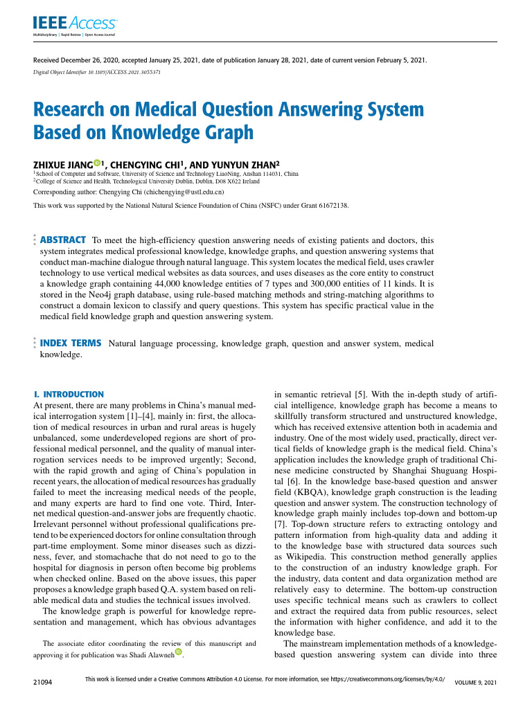 Research on Medical Question Answering System Based on Knowledge Graph ...