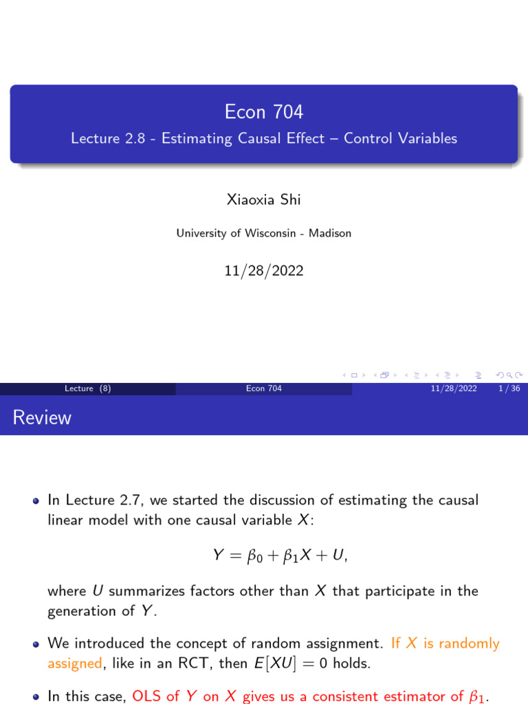 Estimating Causal Effects with Control Variables | PDF | Ordinary Least ...