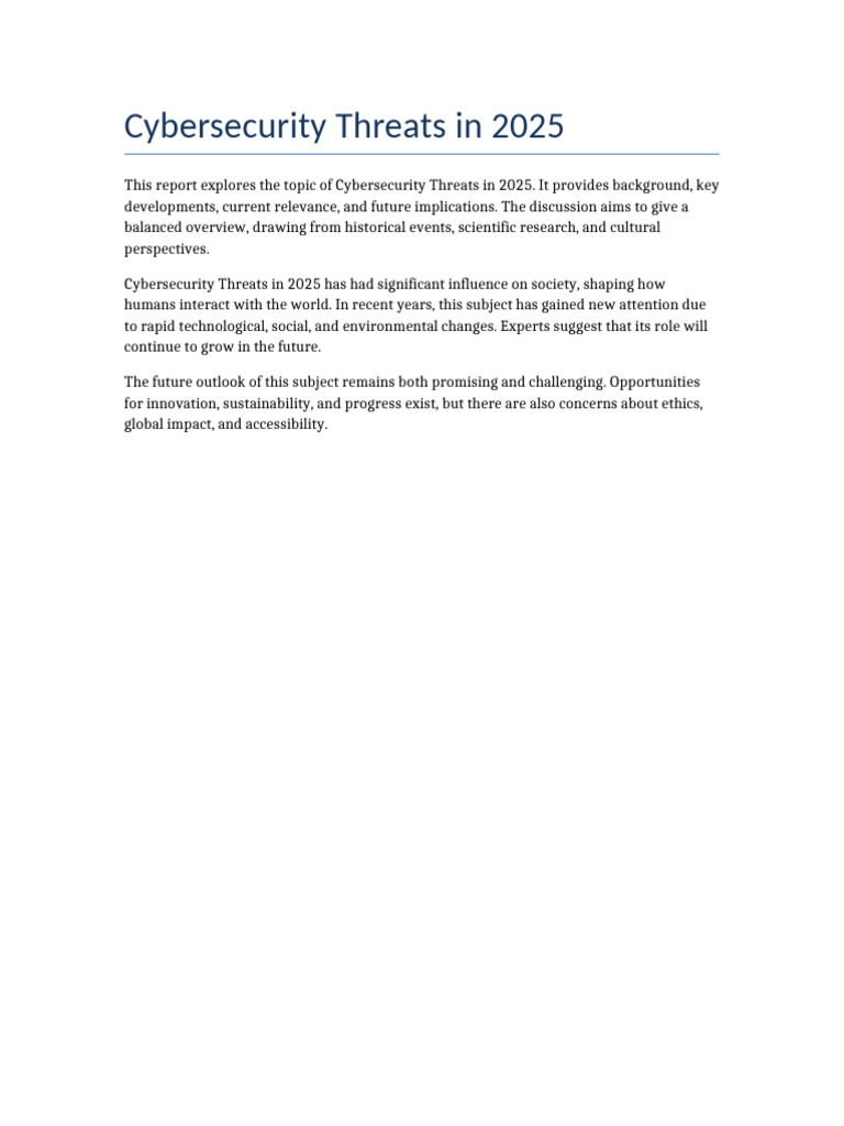 Report 5 Cybersecurity Threats in 2025 | PDF